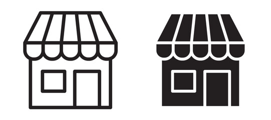 Shop icon in black modern and lines and solid