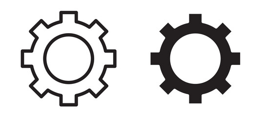 Settings gear icon in black modern and lines and solid