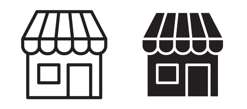 Shop icon in black modern and lines and solid