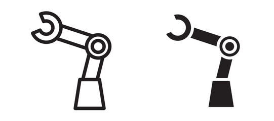 Robot arm icon in black modern and lines and solid