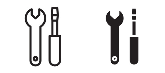Repair tools icon in black modern and lines and solid