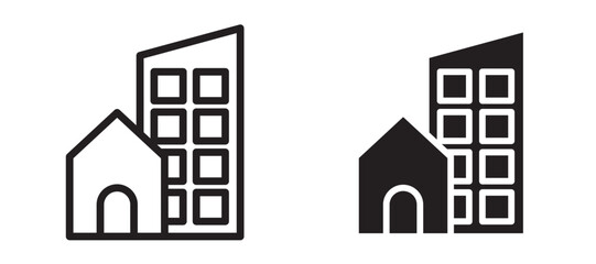 Real estate icon in black modern and lines and solid