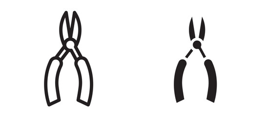 Pliers icon in black modern and lines and solid