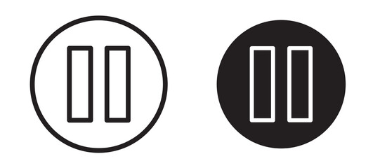 Pause button icon in black modern and lines and solid