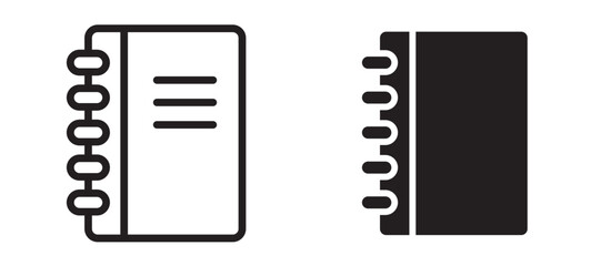 Notebook icon in black modern and lines and solid