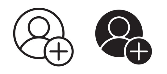 New account icon in black modern and lines and solid