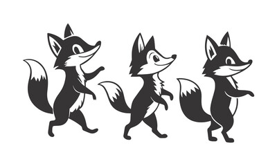 Cute Cartoon Fox – Black & White Minimalist Vector Art