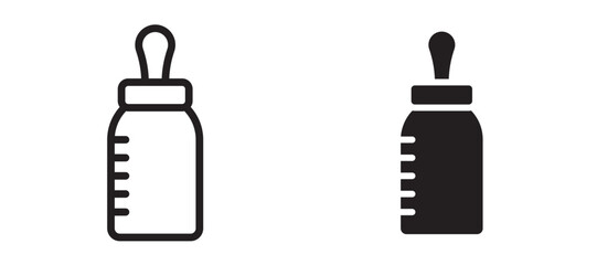 Milk bottle icon in black modern and lines and solid