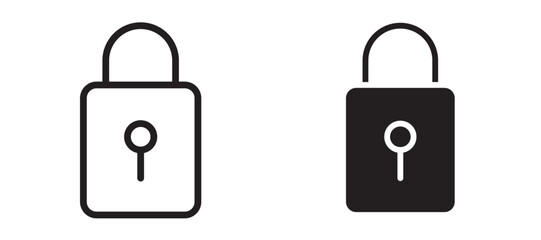 Lock closed icon in black modern and lines and solid