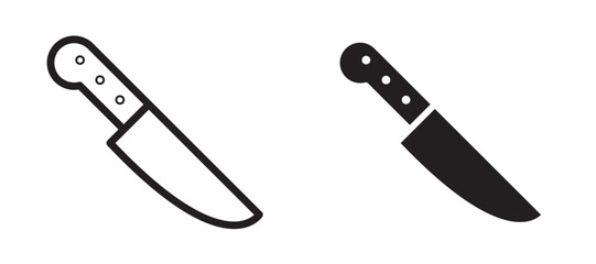 Kitchen knife icon in black modern and lines and solid