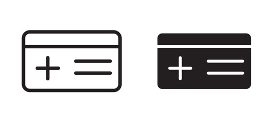 Insurance card icon in black modern and lines and solid