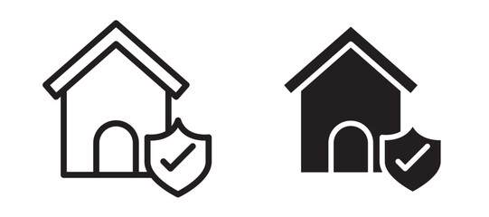 Home insurance icon in black modern and lines and solid