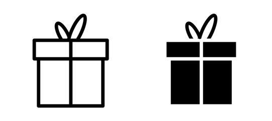 Gift icon in black modern and lines and solid