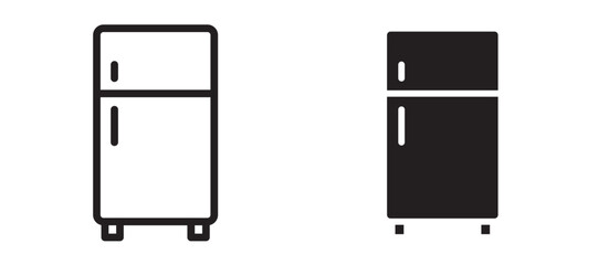 Fridge icon in black modern and lines and solid