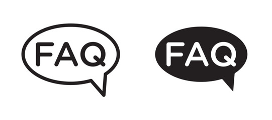 FAQs icon in black modern and lines and solid