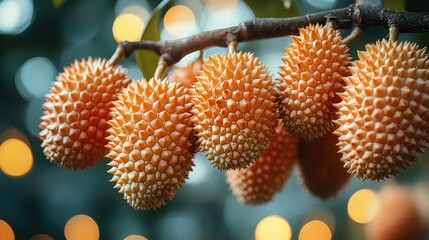 Orchard's young durian cluster, bokeh background