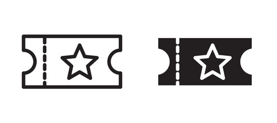 Event ticket icon in black modern and lines and solid