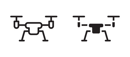 Drone icon in black modern and lines and solid
