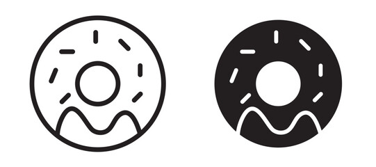 Donut icon in black modern and lines and solid