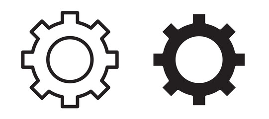 Cogwheel icon in black modern and lines and solid