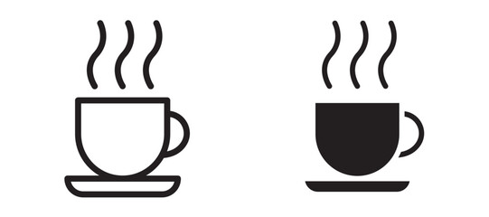 Coffee icon in black modern and lines and solid