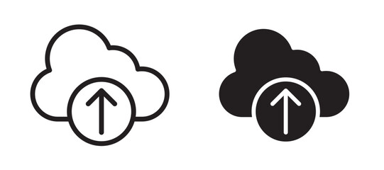 Cloud upload icon in black modern and lines and solid
