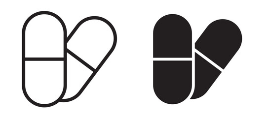 Capsule icon in black modern and lines and solid