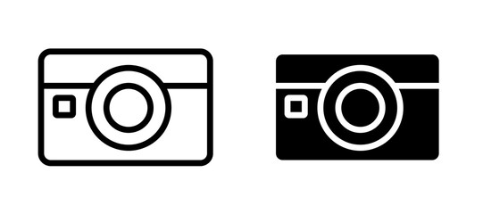 Camera icon in black modern and lines and solid