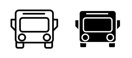 Bus icon in black modern and lines and solid