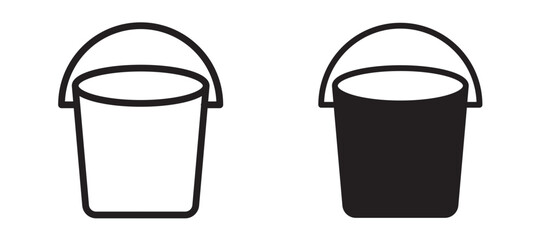 Bucket icon in black modern and lines and solid
