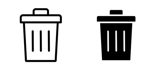 Bin icon in black modern and lines and solid