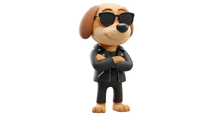 Fototapeta premium 3D Cartoon Cool Dog Mascot with Sunglasses – Transparent Background