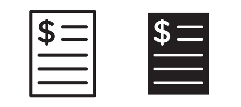 Bank statement icon in black modern and lines and solid