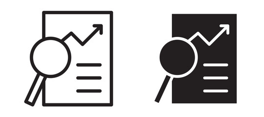 Analytics report icon in black modern and lines and solid