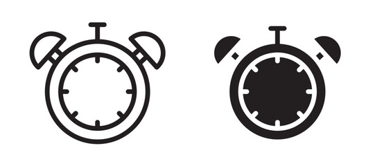 Alarm clock icon in black modern and lines and solid