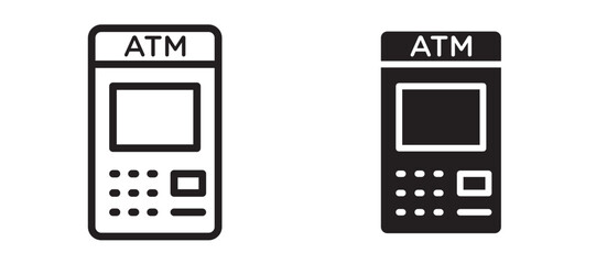 Atm icon in black modern and lines and solid