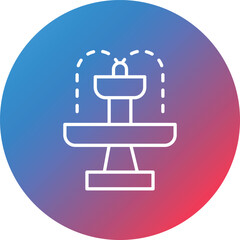 Fountain Line Gradient Circle Background Icon