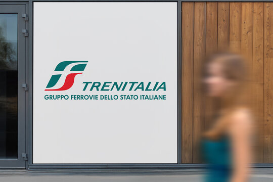 Guilherand-Granges, France - May 13, 2025. Trenitalia, Italy&rsquo;s leading rail company, offers high-speed, intercity, regional, and international train services across Italy and Europe.
