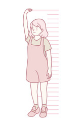 A cute illustration shows a child measuring their height with an arm outstretched, symbolizing joyful growth
