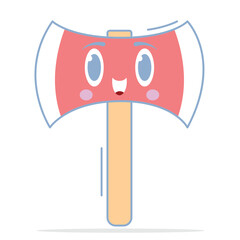 Cute Kawaii Axe Vector, Pastel Colored Smiling Tool Character in Cartoon Hand-Drawn Style for Kids Adventure Themes, Forest Education, Fun Outdoor Activities, and Creative Illustrations