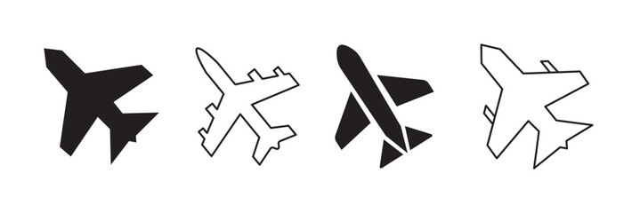 Plane icon set. Flight transport symbol. Airplane icon vector. Travel flat illustration. Travel symbol. Vector EPS 10