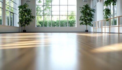 Fototapeta premium Bright room interior with sunlight and wood floor