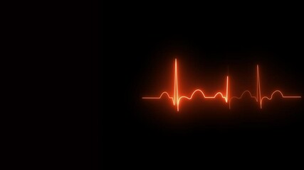 Abstract heartbeat vertical neon signal icon animation on black background - Powered by Adobe