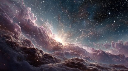 Cosmic nebula sunrise