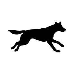 Dog running silhouette vector flat illustration design.