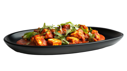 Indian Paneer Tikka Masala Recipe isolated on transparent background