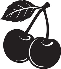 cherry fruits silhouette icon vector, Cherry silhouette