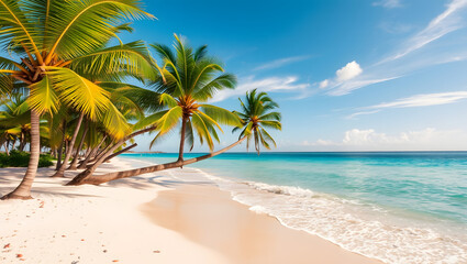 Obraz premium palm tree on the beach wallpaper