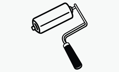paint roller silhouette, brush tool icon, painting equipment vector, black white roller, home tool graphic, wall paint brush