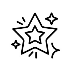 Obraz premium Stars icon shining. Simple linear vector symbol with stars on a transparent background. Graphic element for festive designs and celebration concepts.